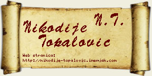 Nikodije Topalović vizit kartica